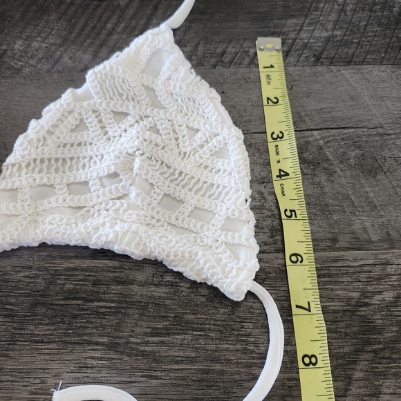 NWT Revolve Rumer White Ines Triangle Crochet String Bikini Top Swimsuit Sz L - Picture 4 of 10